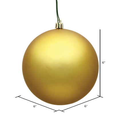 Vickerman 6" Gold Matte Ball Ornament, 4 Per Bag