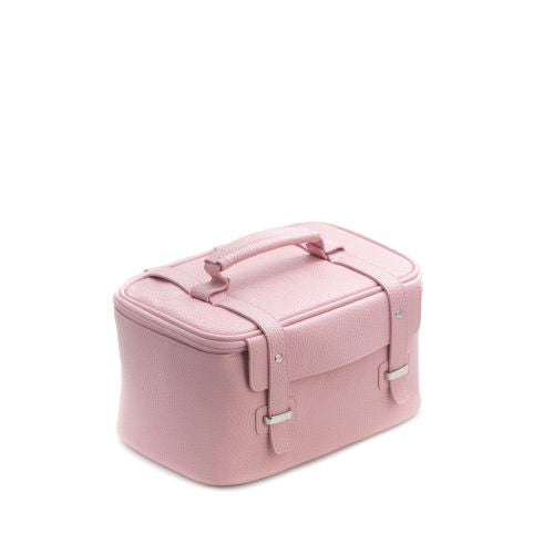 Pink Leatherette Travel Case With 3 Removable Compartment