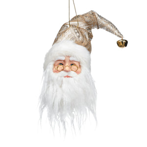 Goodwill Fabric Santa Head Ornament Cream/Champagne 35.5Cm