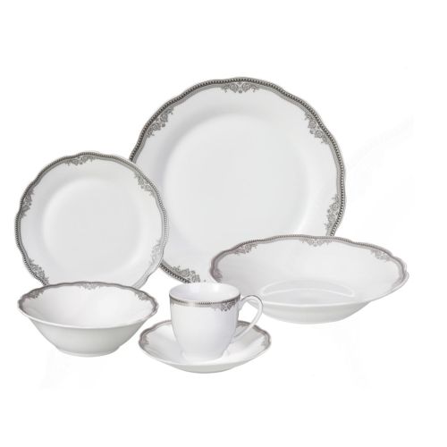 Lorenzo Porcelain Dinnerware Set, 24 Piece, Service for 4, Porcelain