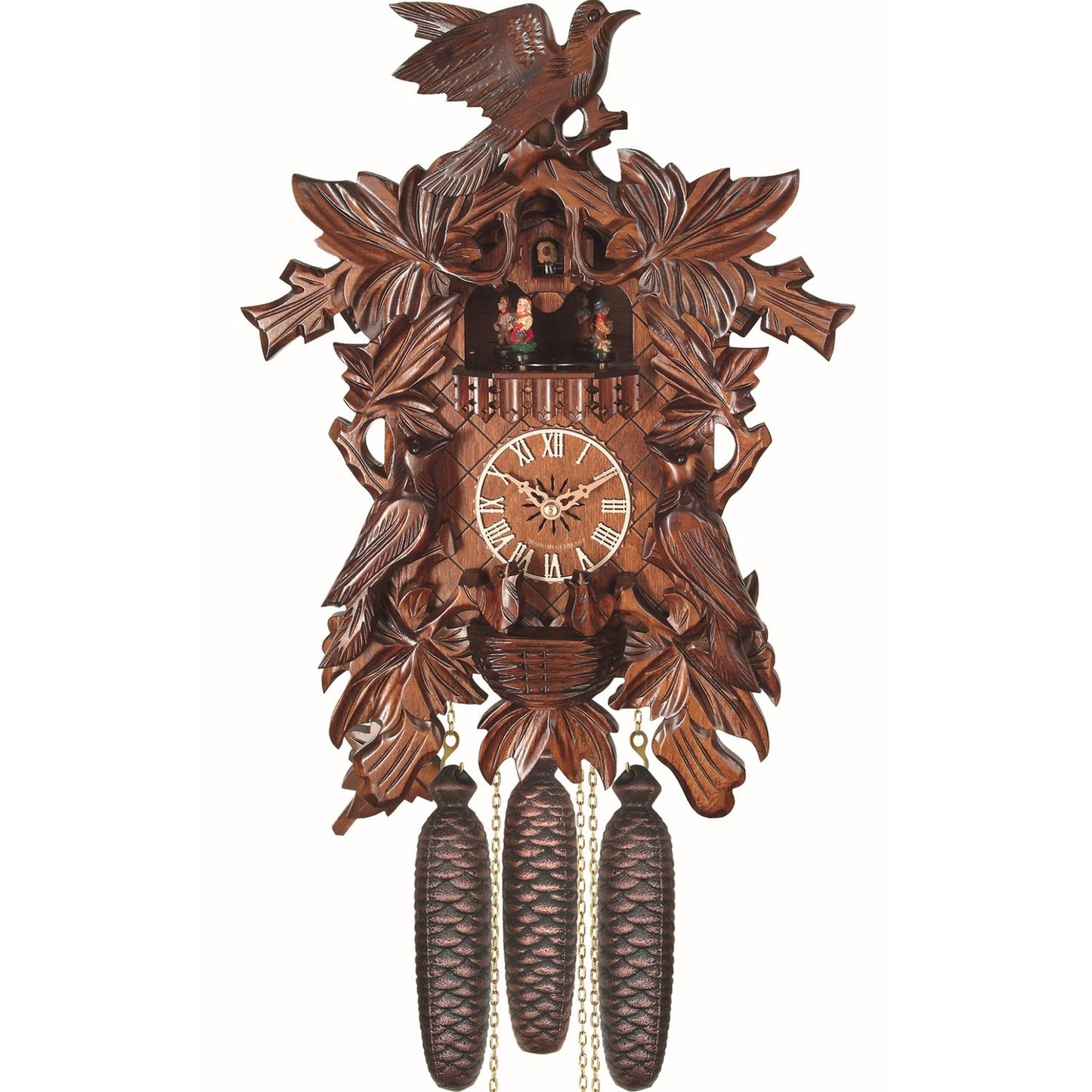 Alexander Taron Engstler Cuckoo Clock 7 Leaf Design With 3 Birds