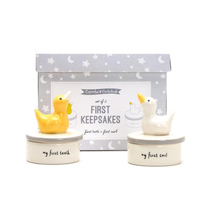 Two's Lucky Duckie First Tooth & First Curl Keepsake Set In Gift Box