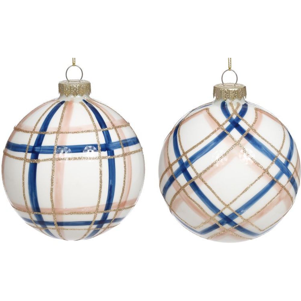 Mark Roberts Christmas 2023 Plaid Ball Ornament 4.5'', Assortment of 2