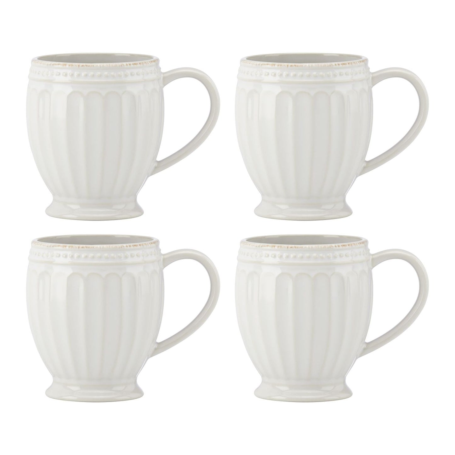 Lenox French Perle Groove White Mug, Set Of 4