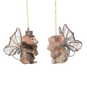Goodwill Winter Fairy Mouse Couple Ornament Cream 9Cm, Set Of 2, Assortment