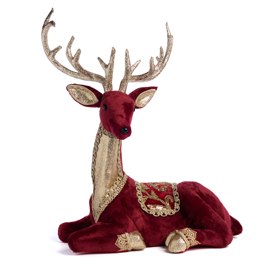Goodwill Brocade Fabric Deer Two-tone Burgundy/Gold