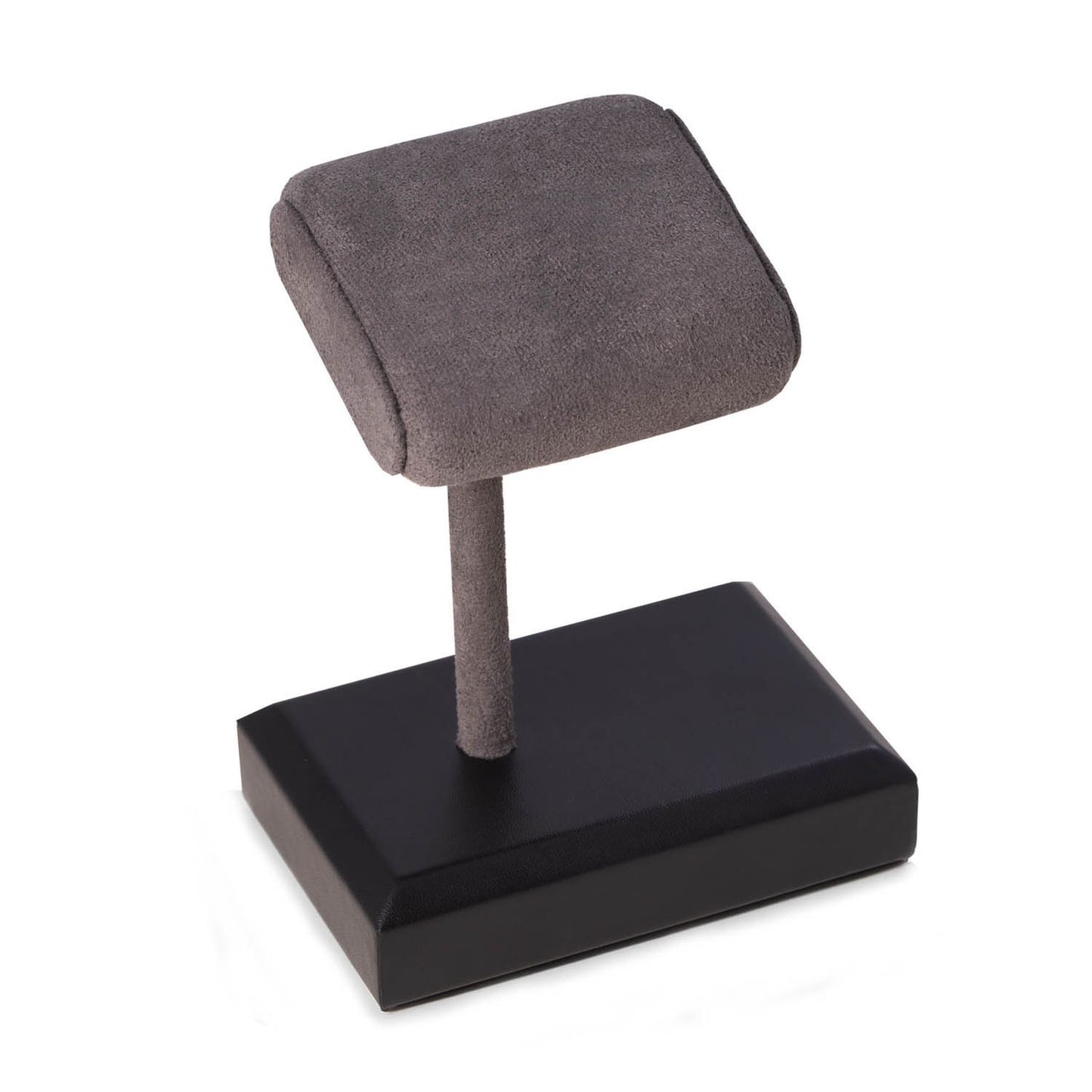 Matte Black Single Watch Display Stand w/ Grey Suede Cushion