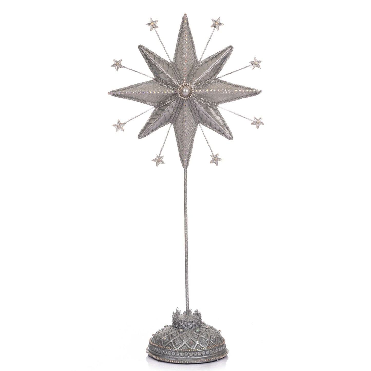 Katherine's Collection 2023 Silver Celestial Star Tabletop, 19 Inches, Silver Resin