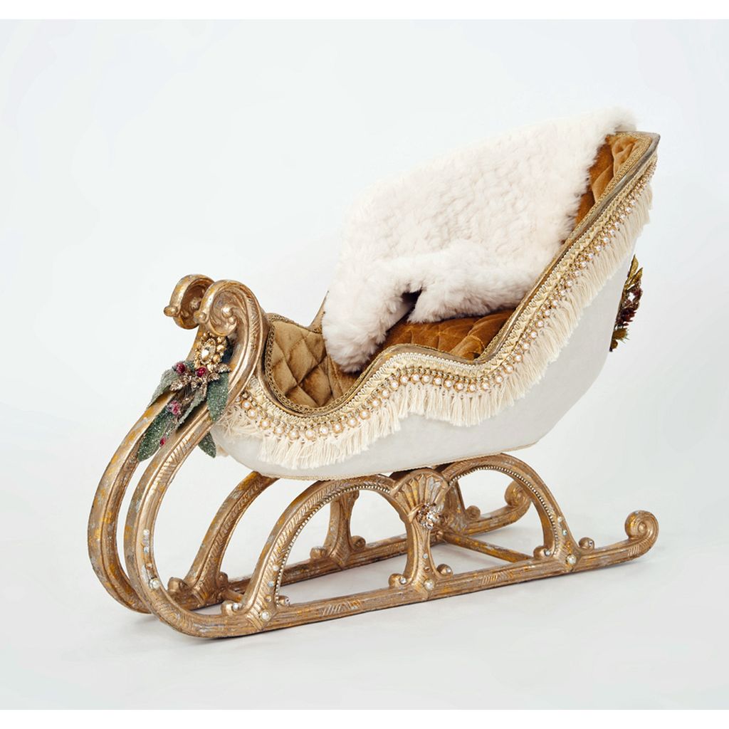 Katherine's Collection 2022 Comfort & Joy Sleigh w/ Faux Fur Blanket Figure White