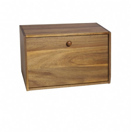 Lipper International Acacia Bread Box with Solid Door