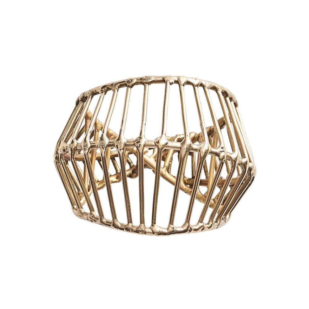 Kim Seybert Cage Napkin Ring in Gold, Set of 4, Brass, 1.75" x 2" x 3"