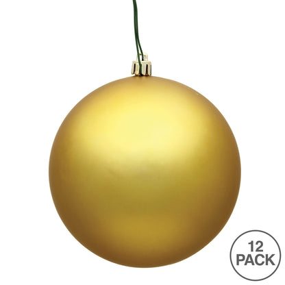Vickerman 3" Gold Matte Ball Ornament, 12 per Bag, Plastic
