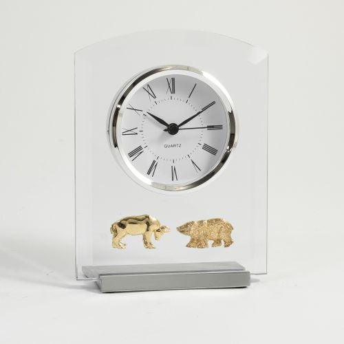 Bey Berk "Stock Market", Beveled Glass Quartz Clock by Bey Berk