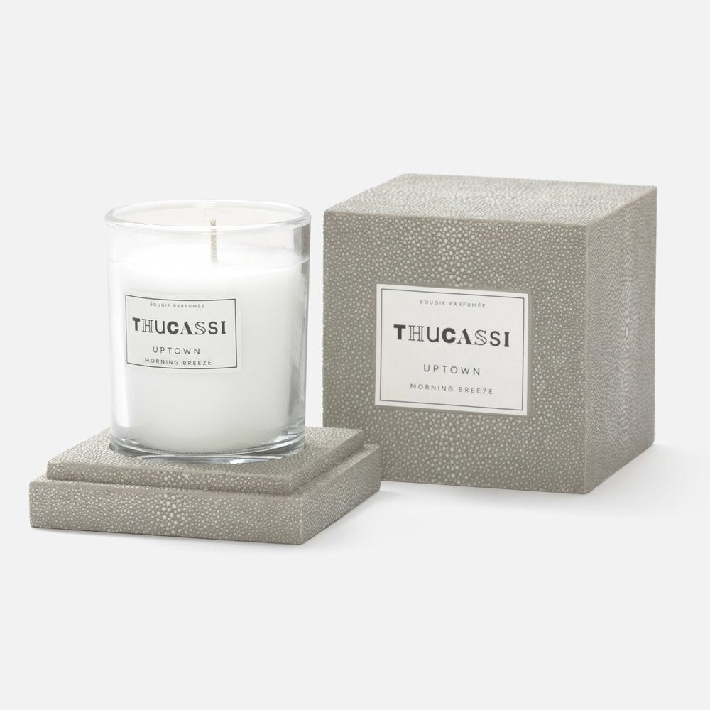 Thucassi Uptown Candle, Full Shagreen Sand Box, Morning Breeze Scent