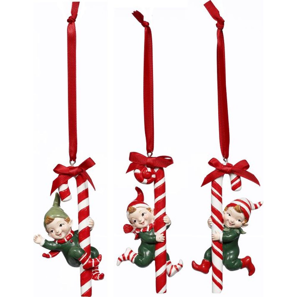 Mark Roberts Christmas 2023 Elves with Candy Cane Ornament 4'', Assortment of 3
