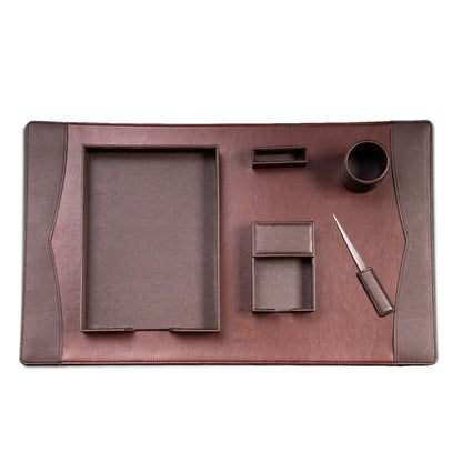 Bey Berk 6 Piece Brown Leather Desk Set