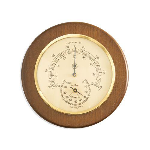 Bey Berk Thermometer With Hygrometer On 5" Cherry Wood by Bey Berk