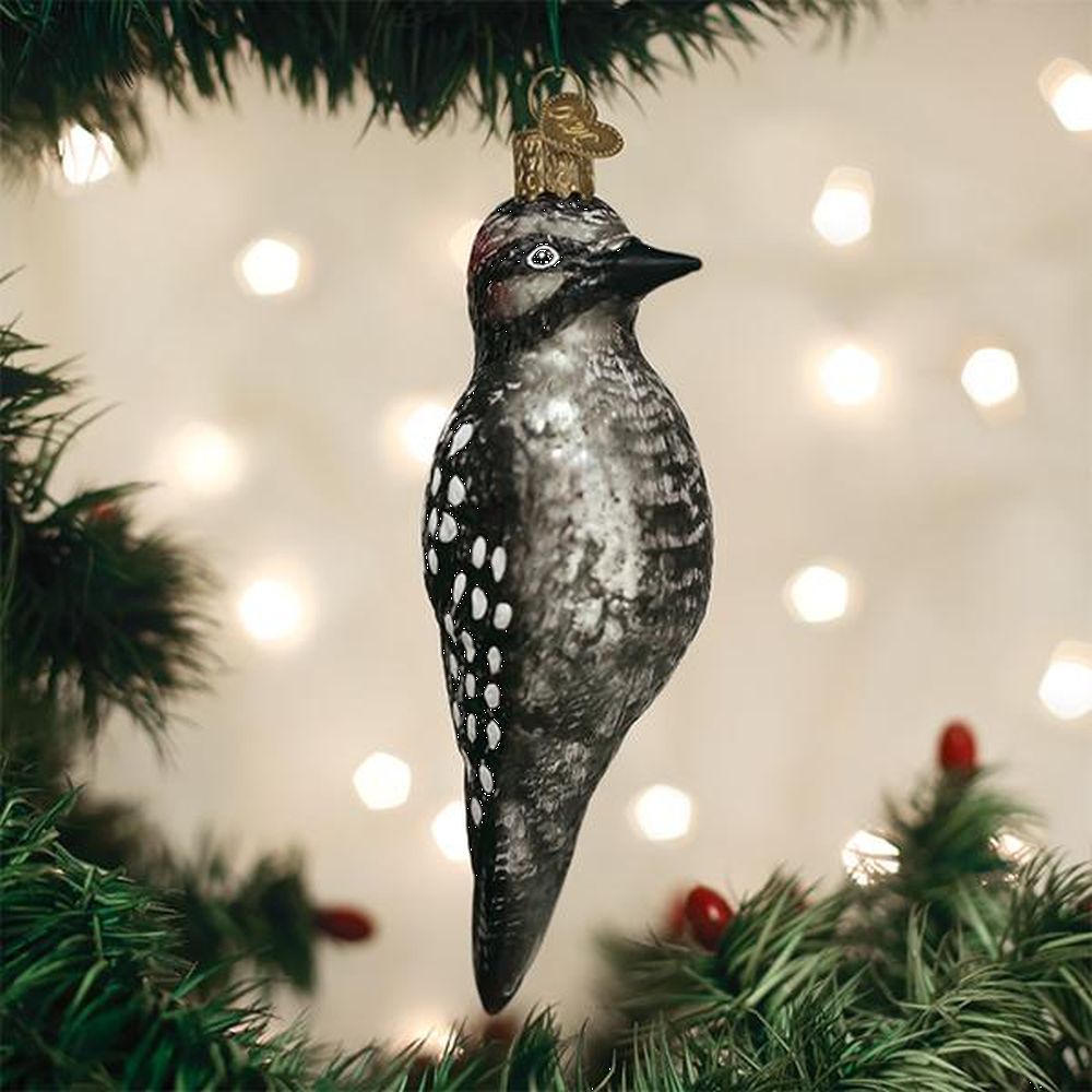 Old World Christmas Vintage Hairy Woodpecker Ornament