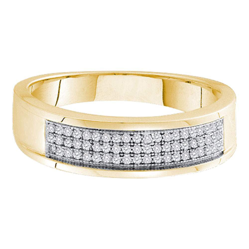 GND 10kt Yellow Gold Mens Round Diamond Band Ring 1/5 Cttw, S/10