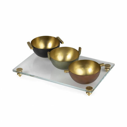 Quest Collection 3 Condiment Bowl Set with Tray