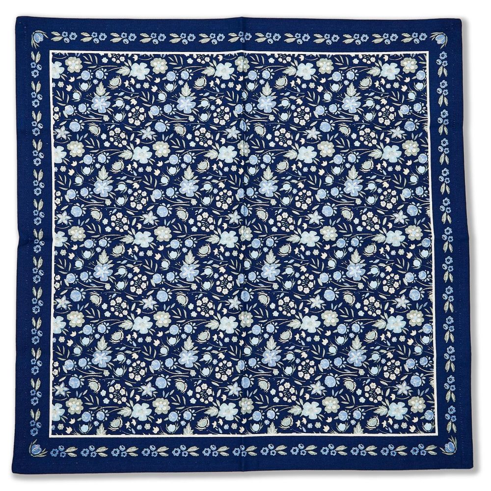 Two's Company Blue Floral Set of 4 Napkins - Cotton