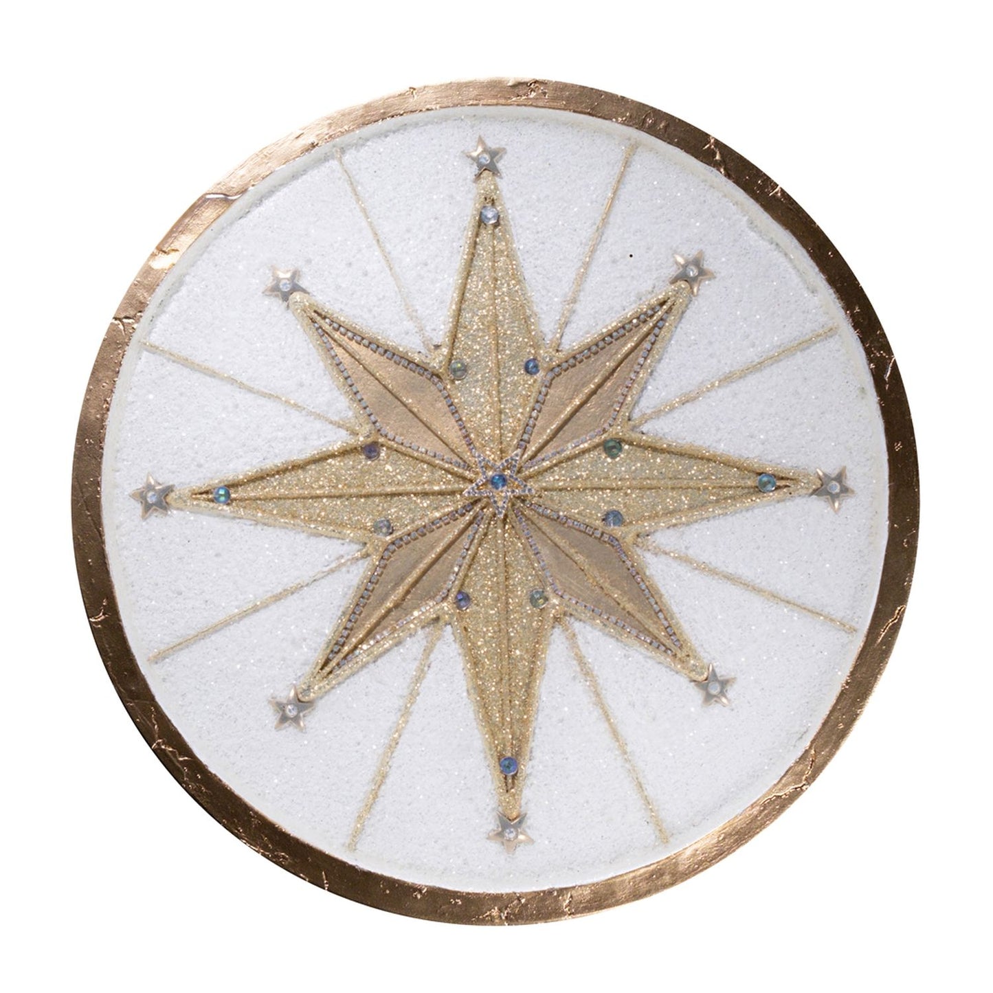Katherine's Collection 2023 Bethlehem Star Cake Stand, 11x10 Inches, Gold/White Resin