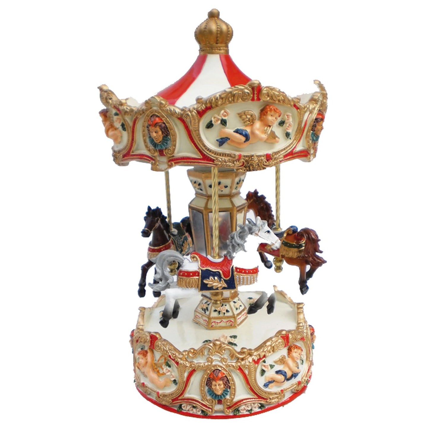 Musicbox Kingdom 9.1" Angel Grand Carousel Red Turns To The Melody “Rigoletto”