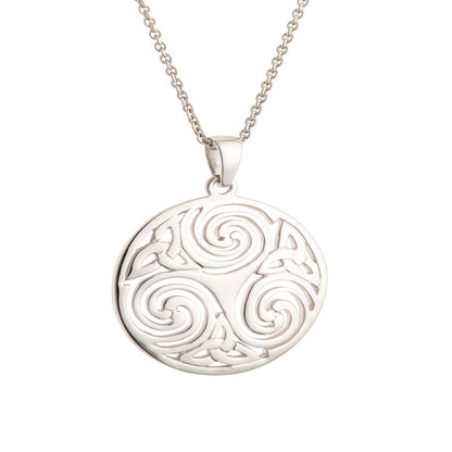 Galway Celtic Swirl Silver Pendant 5.78 Gms - Rhodium Plated 925 Sterling Silver
