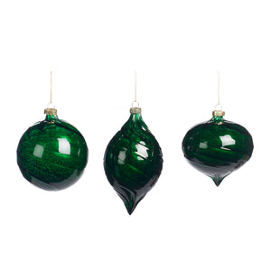 Goodwill Glass Swirl Ball/Finial Ornament Green 10Cm, Set Of 3, Assortment