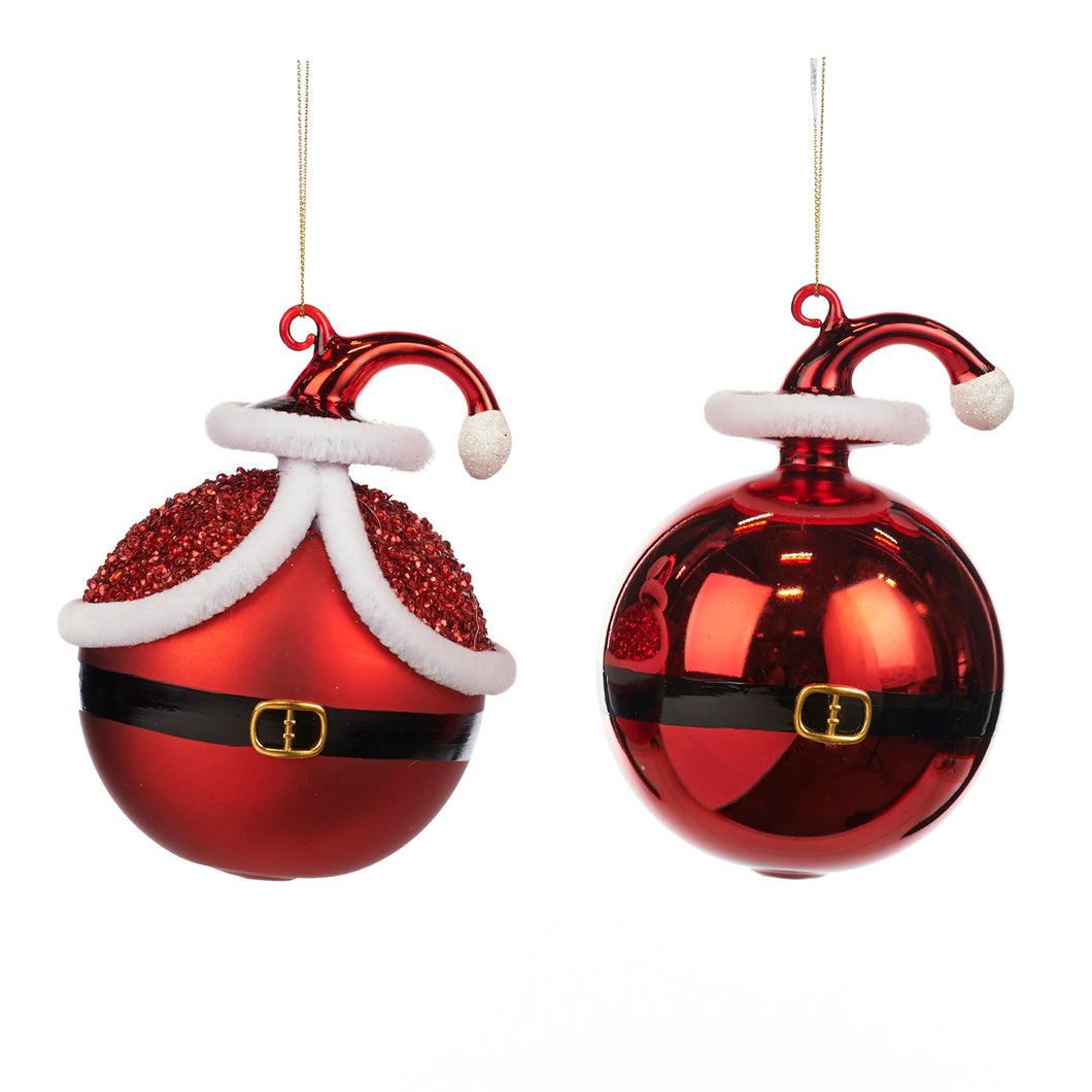 Goodwill Glass Santa Costume Ball Red/White 15Cm, Set Of 2, Assortment