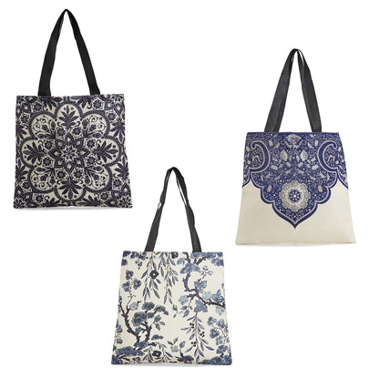 Two's Company Two's Company Take Me Along Market Tote Assorted 3 Designs - Linen