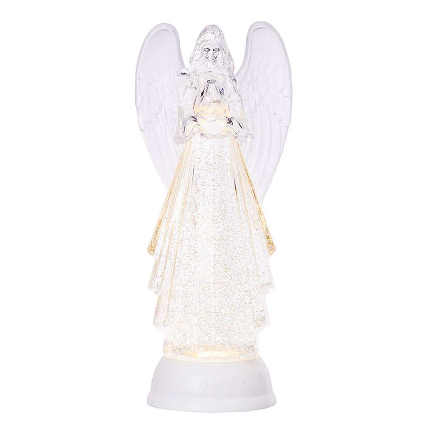 Raz Imports All That Glistens 13" Lighted Angel with Silver Swirling Glitter
