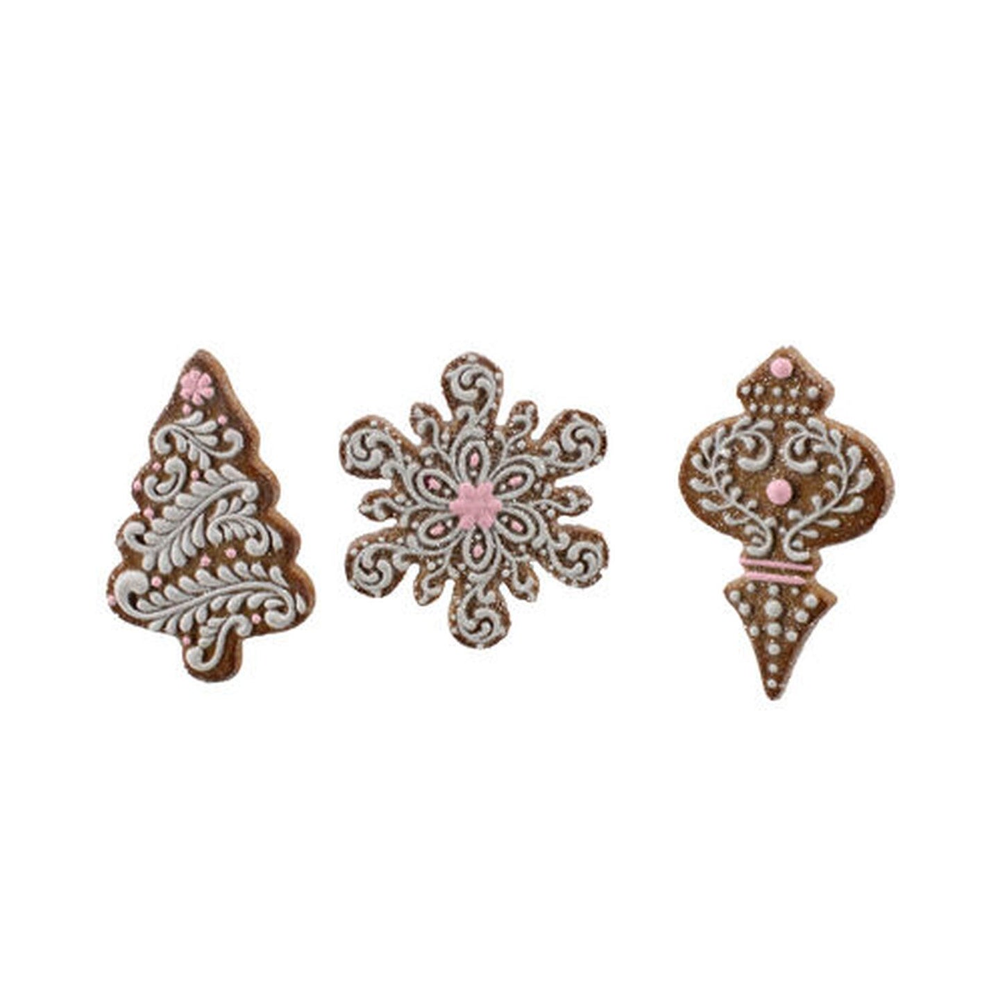 Gingerbread Sweet Shoppe Set Of 3 Assorted Gingerbread Cookies Ornaments