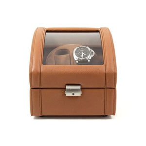 Bey Berk Tan Leather 2 Watch Winder With Glass Top