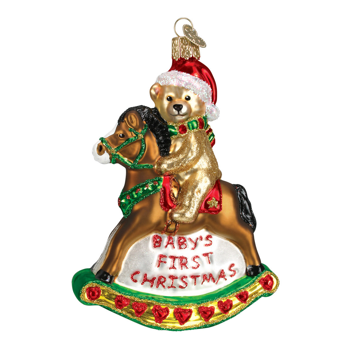 Old World Christmas Ornament Rocking Horse Teddy Ornament