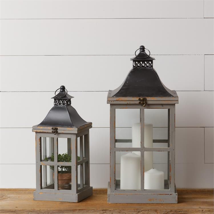 Your Heart's Delight Set of 2 Lanterns - Nested, Gray
