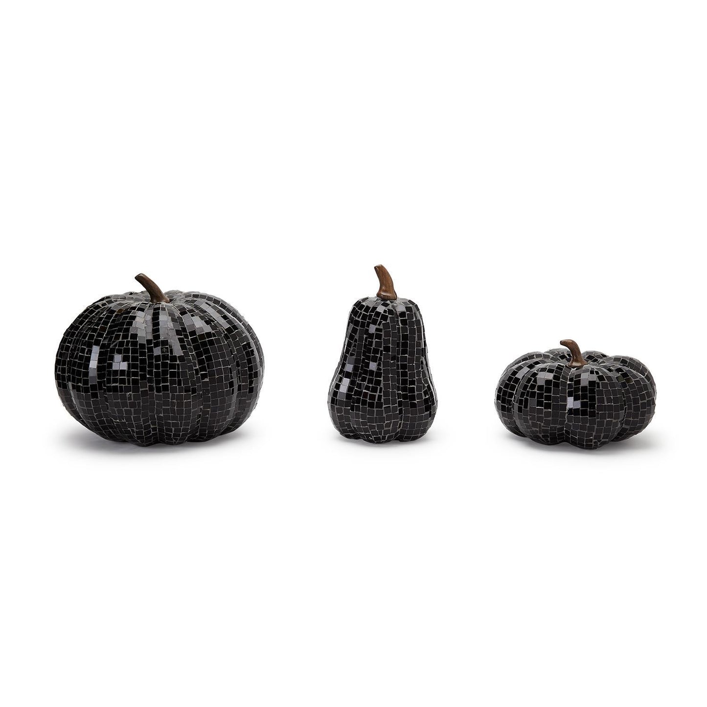 Two's Company Bewitching Trio Set Of 3 Hand-Crafted Glass Mosaic Pumpkin Decor