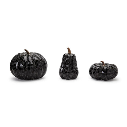Two's Company Bewitching Trio Set Of 3 Hand-Crafted Glass Mosaic Pumpkin Decor
