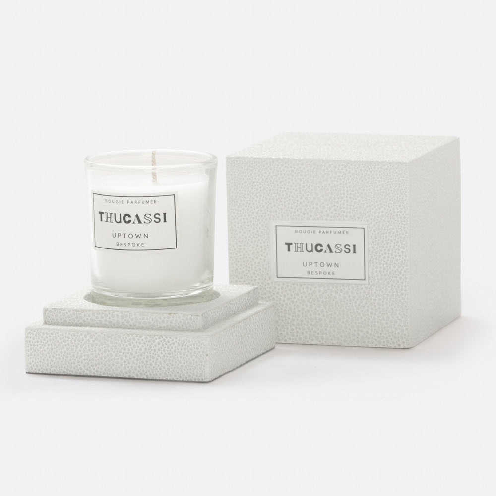 Thucassi Uptown Candle, Full Shagreen Blanc Box, Bespoke Scent