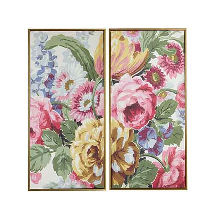 Raz Imports The Cottage 31.25" Floral Diptych Canvas Framed Wall Art, Set of 2