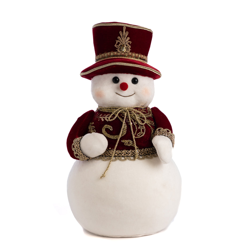 Goodwill Fabric Snowman With Hat Two-tone Red/White/Gold 39Cm