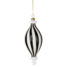 Load image into Gallery viewer, Ganz Black &amp; White Striped Finial Ornaments (4 Pc. Set)