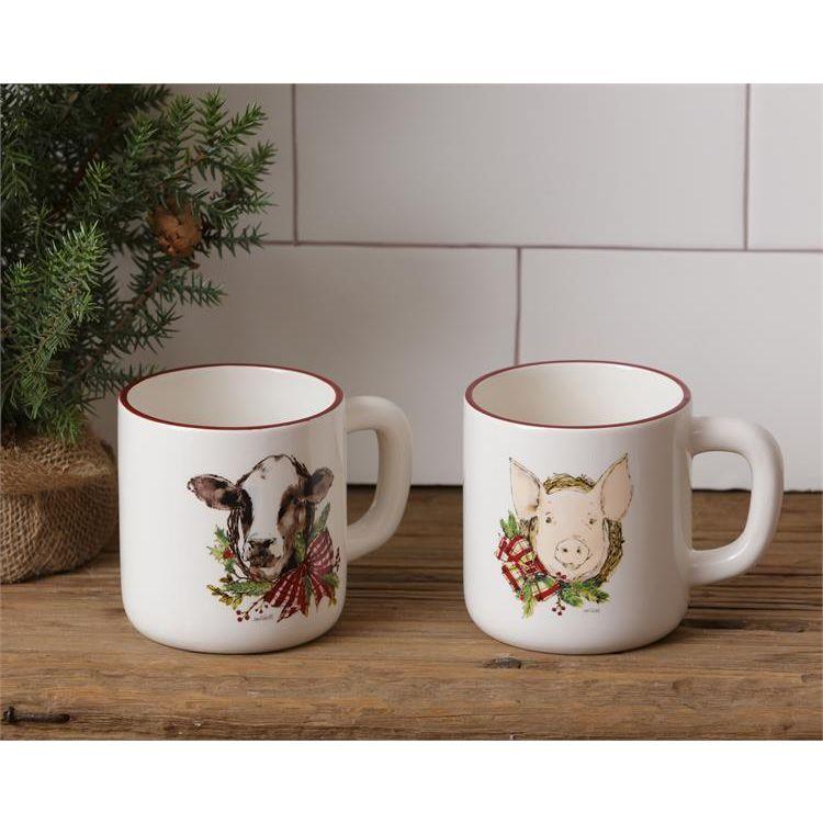 Audrey's Your Heart's Delight Assortment of 2 Mug -Pig & Cow, Dolomite by Audrey
