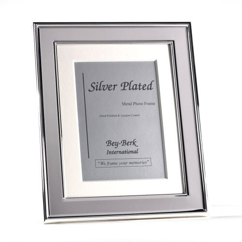 Silver Tone 5"X7" Picture Frame With Matting And Easel Back