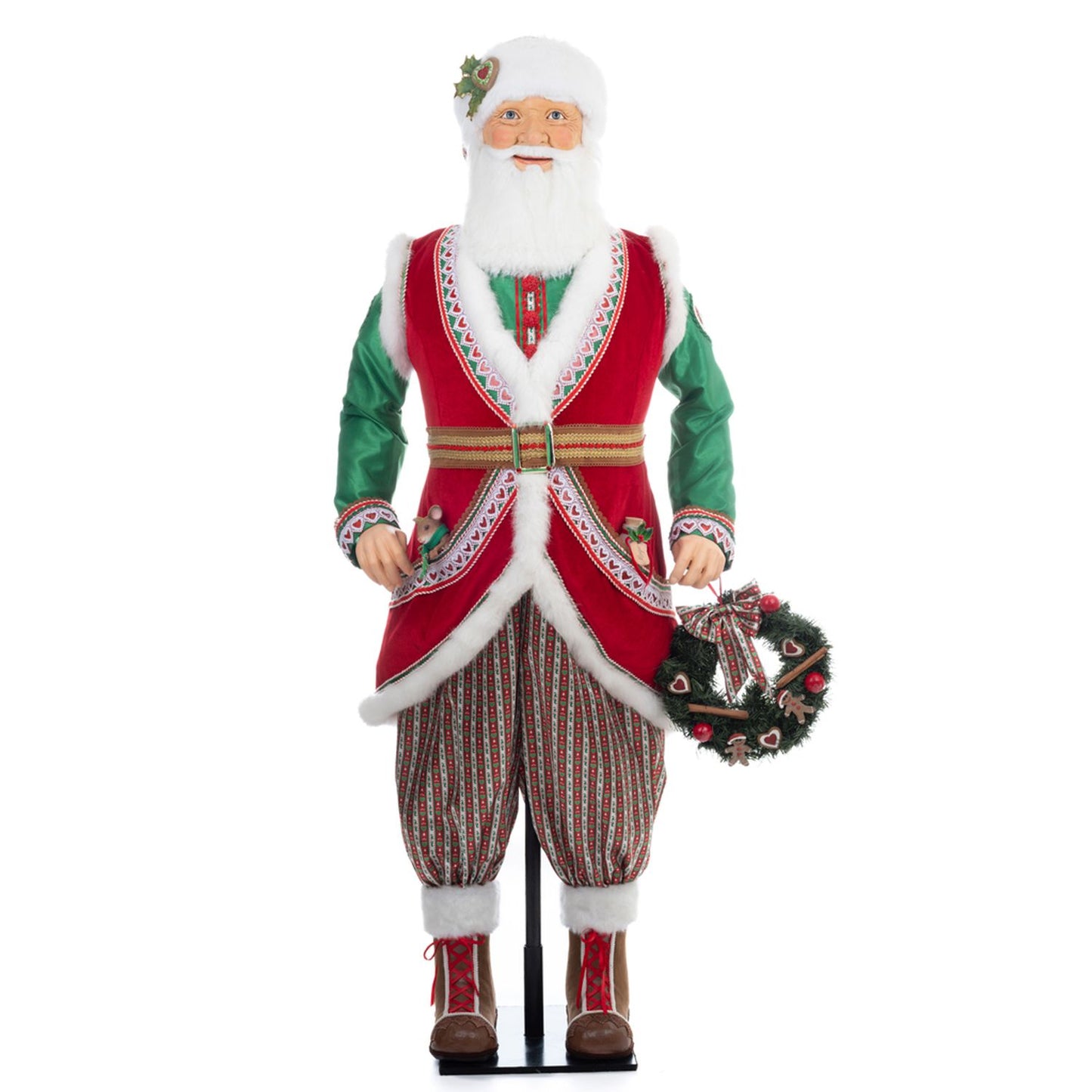 Katherine's Collection Papa Nicolas Nutmeg Doll Life Size, 64 Inches, Green Red Resin