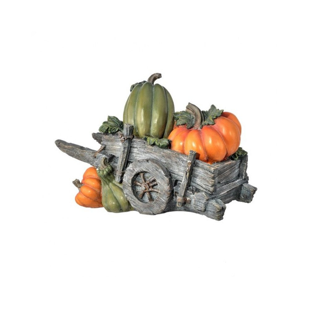 Regency International Harvest Cart Full Of Pumpkins Figurine, 12 inches, Resin