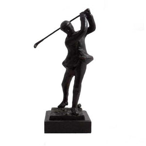 Bey Berk 10" Bronzed Metal Golfer On Marble Base by Bey Berk