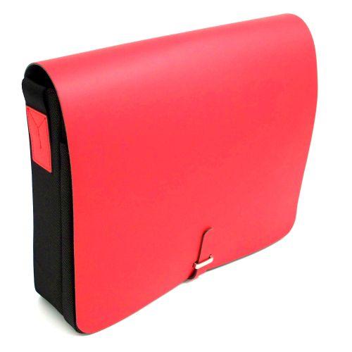 Bey Berk Red Leather & Ballistic Nylon Shoulder Bag by Bey Berk