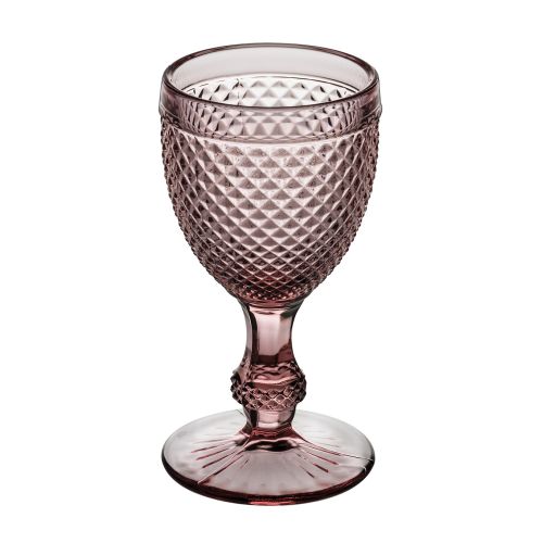 Vista Alegre Bicos Set with 4 Water Goblets, Pink, Glass, 7"