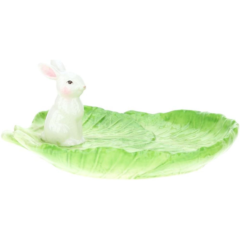 Mark Roberts 2023 Cabbage Leaf Tray With Rabbit 8 x 3''